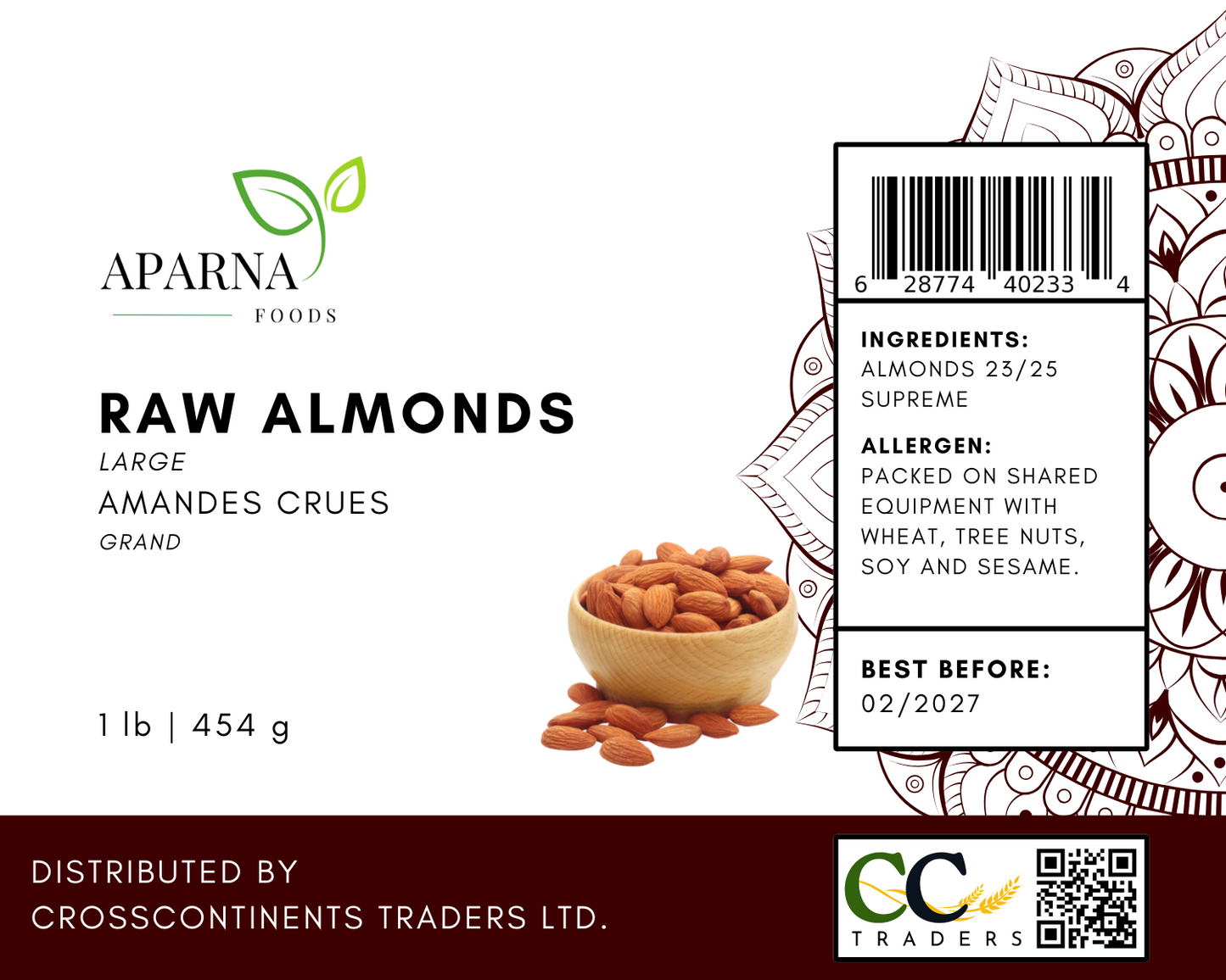 Raw Almond Large 1 lb