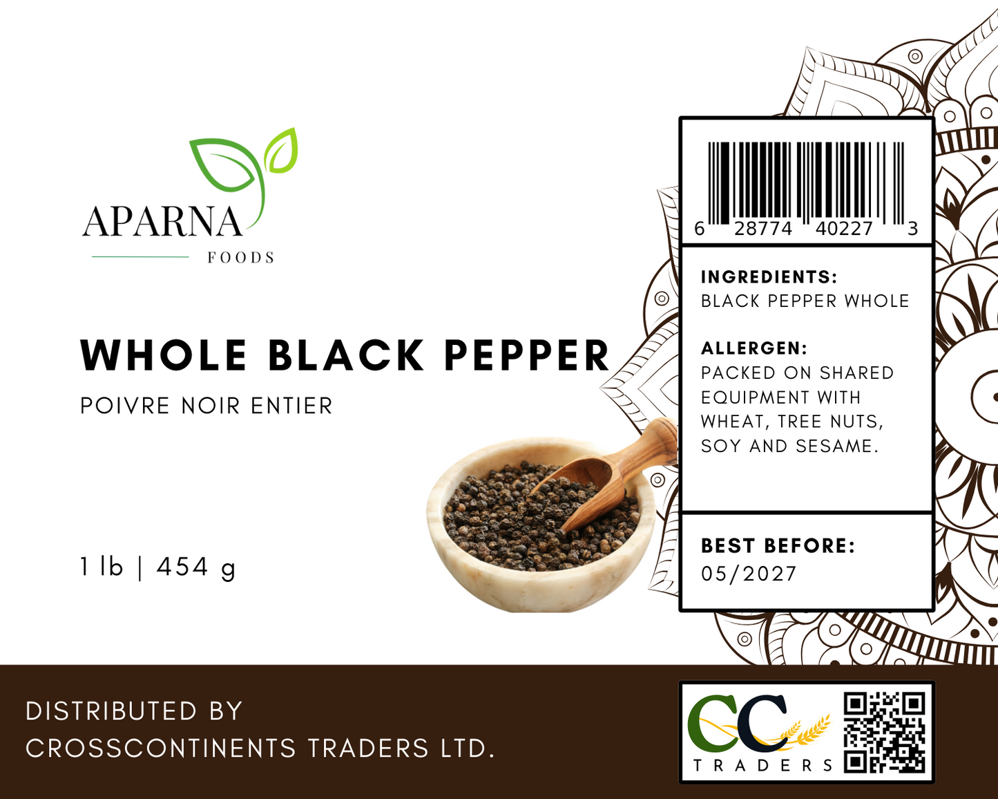 Whole Black Pepper 1 lb